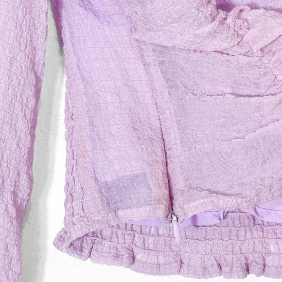 ASTR Lilac Tonina Top Women's S Ruched Puff Sleeve Fairycore Renaissance Blouse - Picture 6 of 10